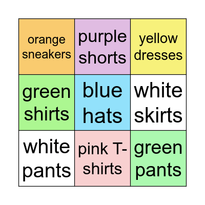HFC clothes Bingo Card