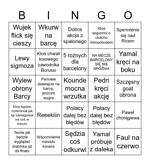 BARCELONIARSKIE BINGO 2 Bingo Card