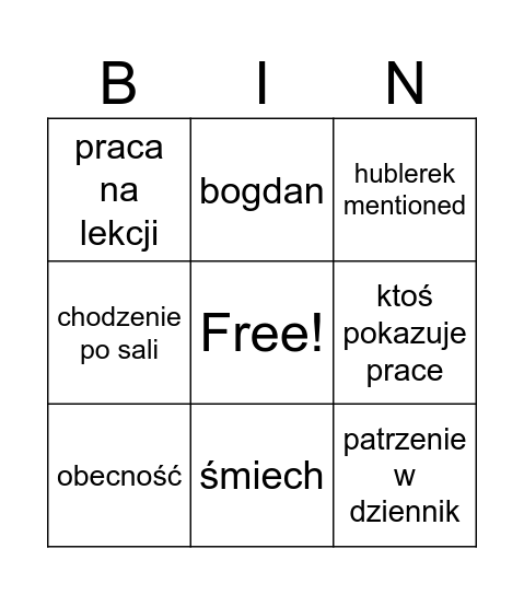 torzecka bingo Card