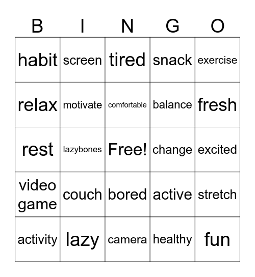 THE COUCH POTATO Bingo Card