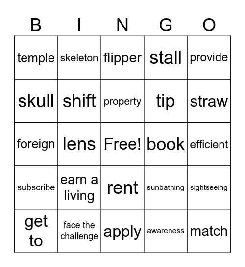 Life B1(2) Bingo Card