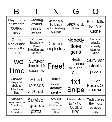 FORSAKEN BINGO Card