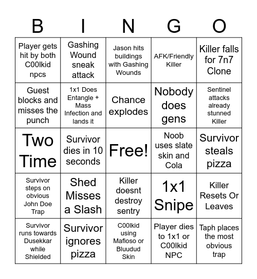 FORSAKEN BINGO Card