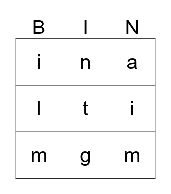 Alphabet Bingo Card