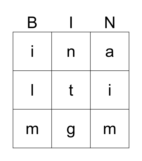 Alphabet Bingo Card