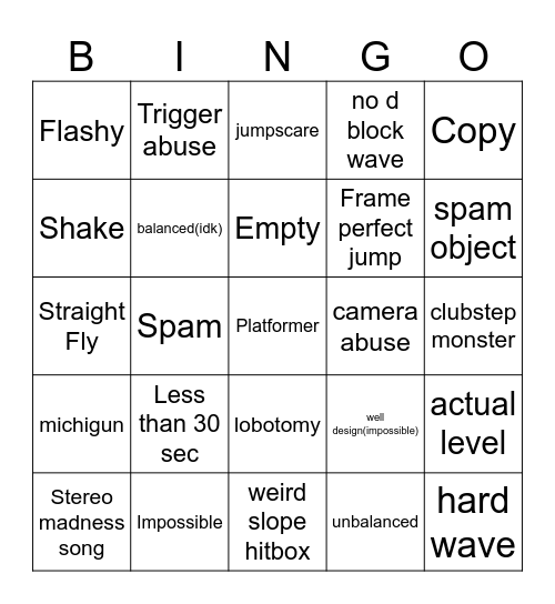 Recent Tab Bingo Card
