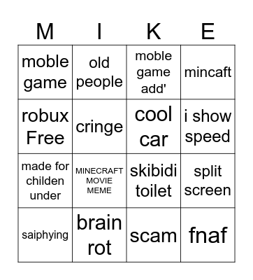 YOUTUBE SHORTS Bingo Card