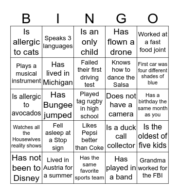 PPA Icebreaker Bingo Card