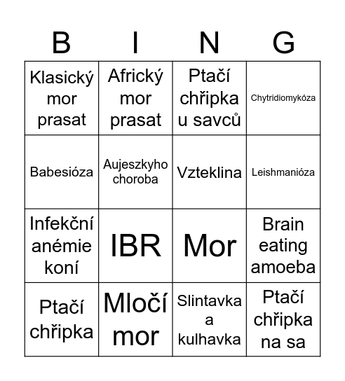 Veterinární bingo Card