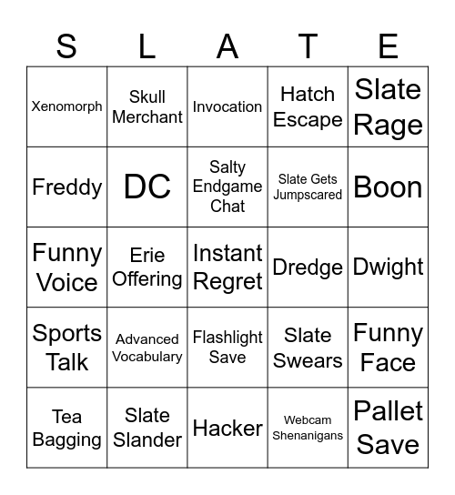 Slate Bingo Card