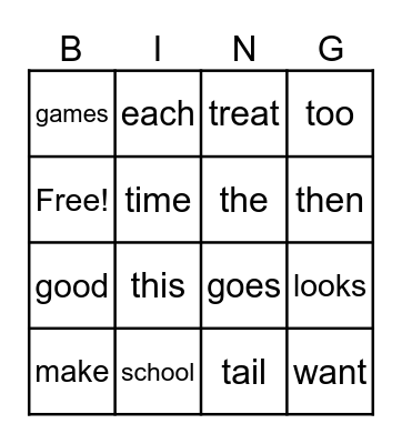 Meli At School Bingo Card