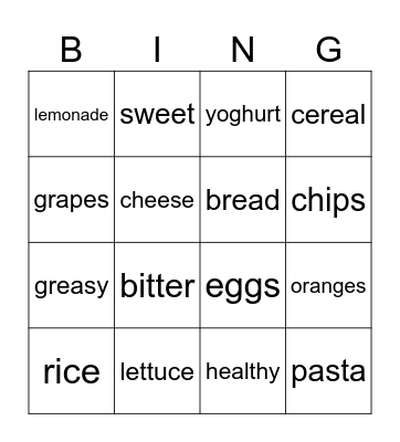 FOOD AND DRINKS Bingo Card