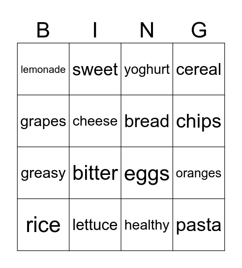 FOOD AND DRINKS Bingo Card