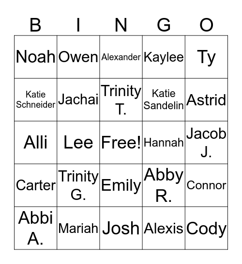 Personal Artifact Bingo Card