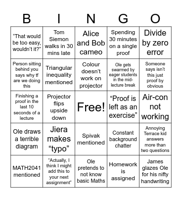 MATH1071 Bingo Card