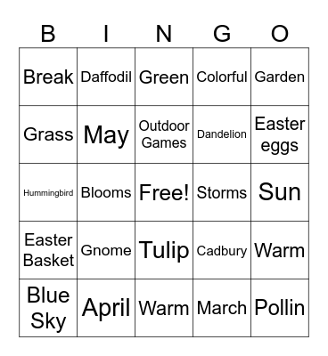 Spring Bingo Card