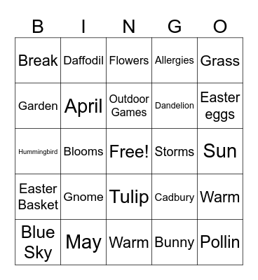 Spring Bingo Card