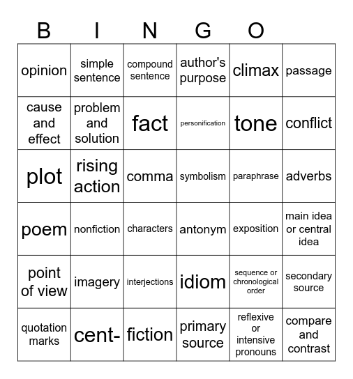 Test Prep Bingo Card