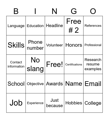 ??? Bingo Card