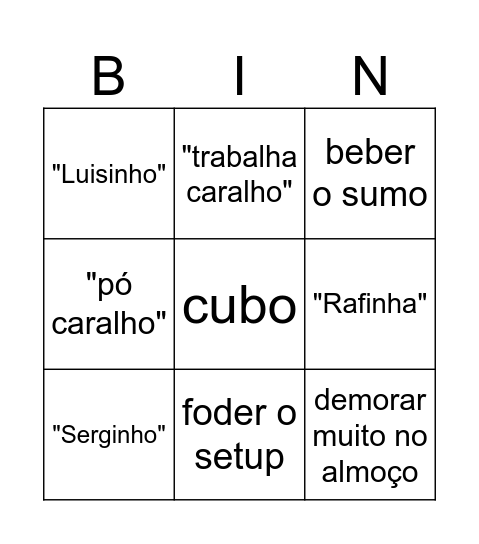 Bruno Bingo Card