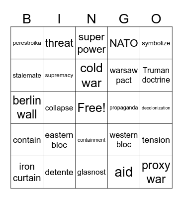 Cold War Bingo Card
