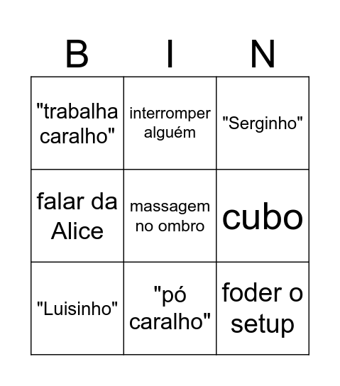 Bruno Bingo Card