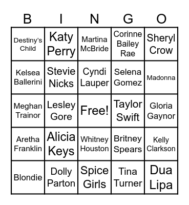 Women in Music Bingo Card