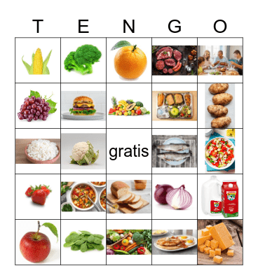 Comidas Bingo Card