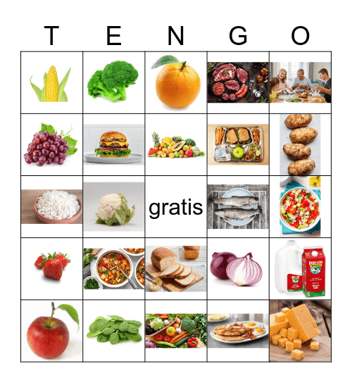 Comidas Bingo Card