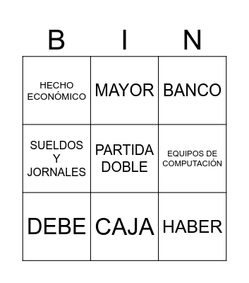 Contable Bingo Card