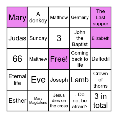 Easter Bingo Card