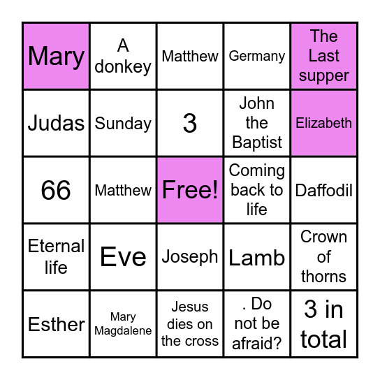 Easter Bingo Card