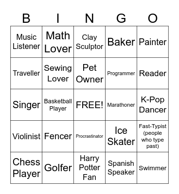 Find teachers and students who are a(n)... Bingo Card