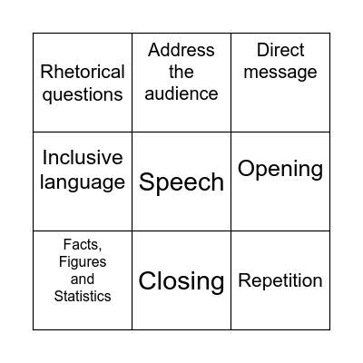 Features of a Speech Bingo Card