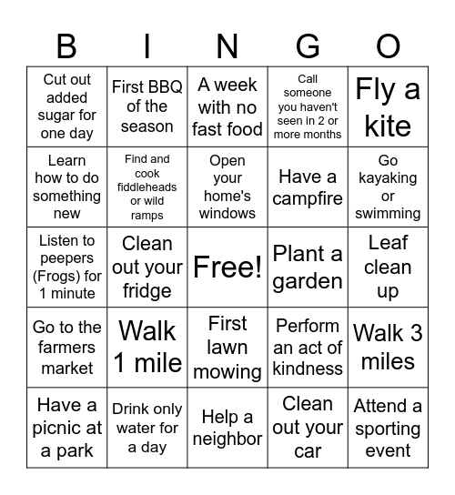 ATG Spring Bingo Card