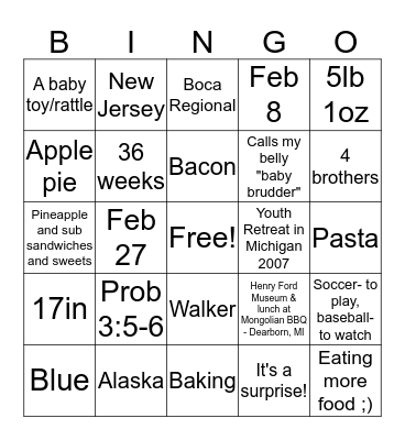 Bethany & her Baby Boy :) Bingo Card