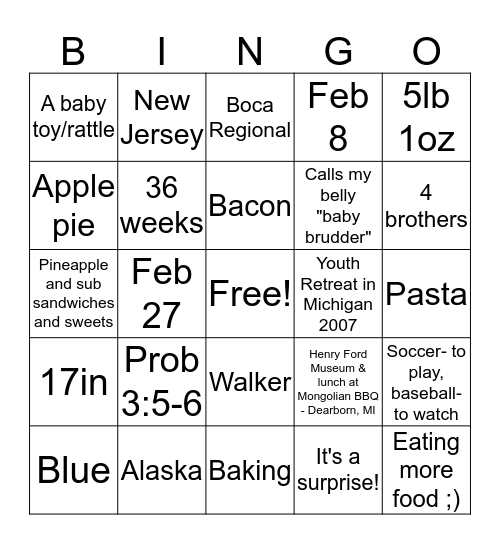 Bethany & her Baby Boy :) Bingo Card