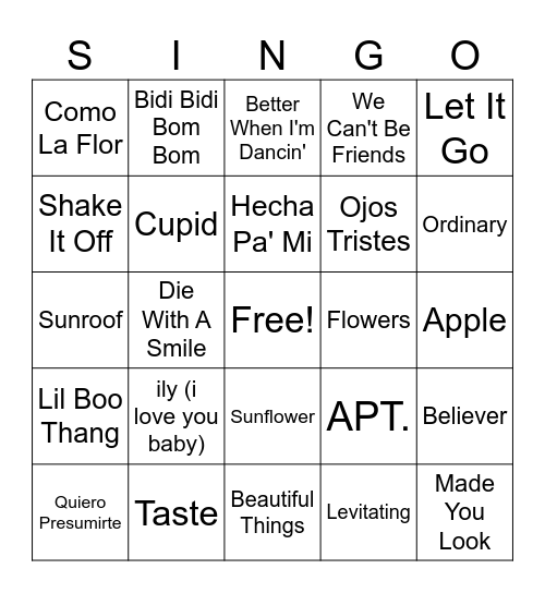 Music Therapy Bingo Card