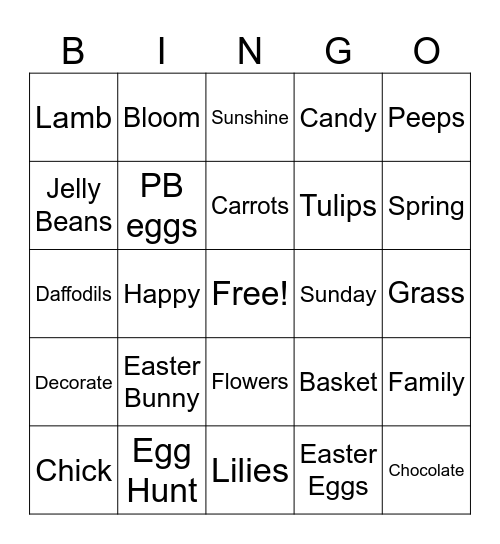 Easter Bingo Card
