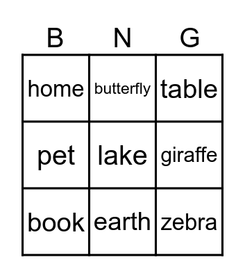 Sight word kids bingo Card