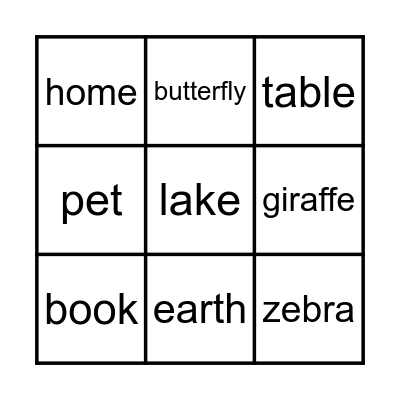 Sight word kids bingo Card