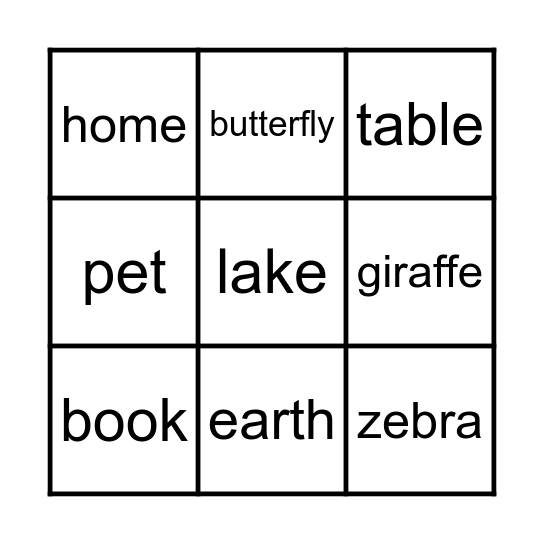 Sight word kids bingo Card