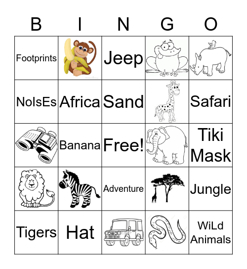 Jungle Bingo Card