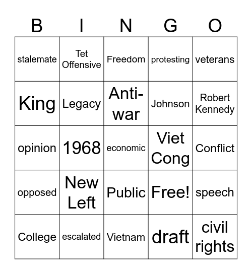 1968 Bingo Card