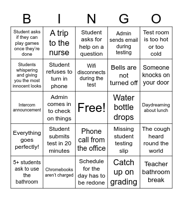 FAST Testing Bingo Card