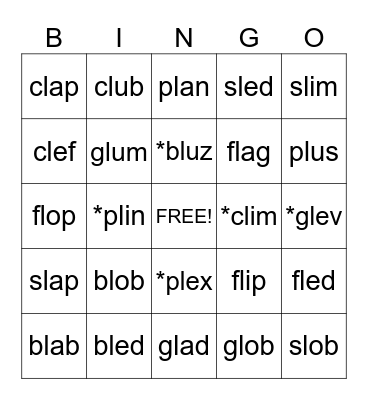 L-Blend Bingo Card