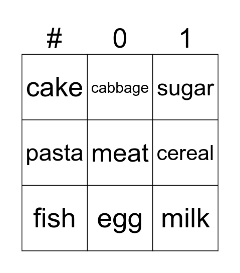 Food1 Bingo Card