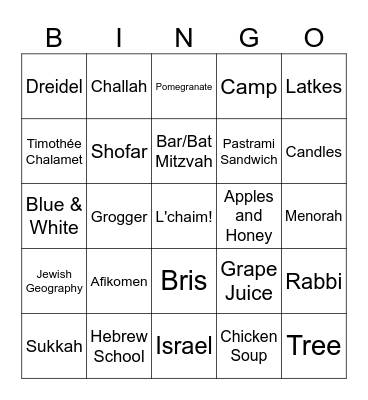 Jew Crew Bingo Card