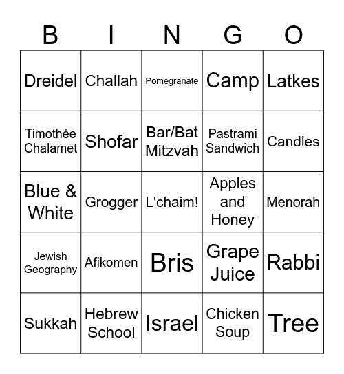 Jew Crew Bingo Card