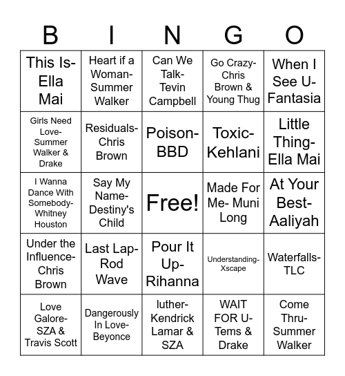 R&Bingo Card